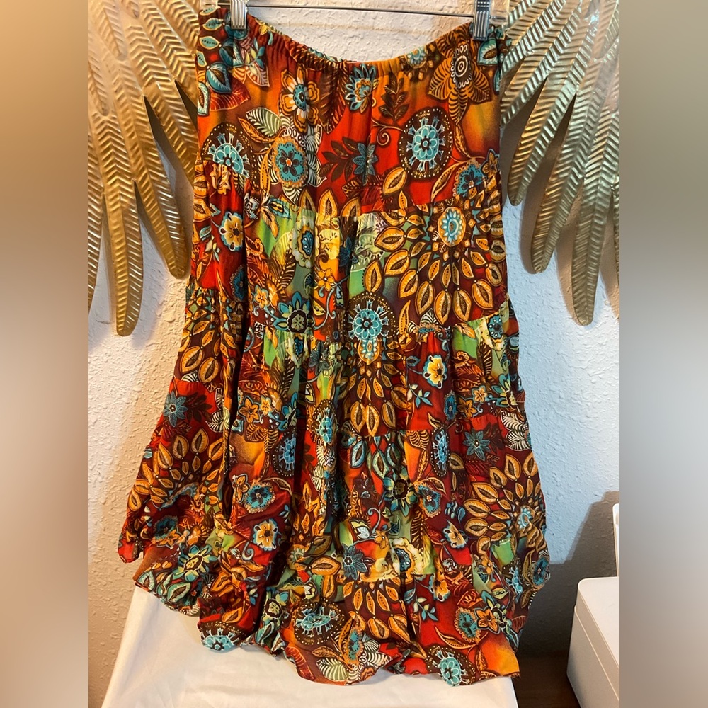 Vintage boho gypsy tiered floral flowy skirt - Picture 4 of 9
